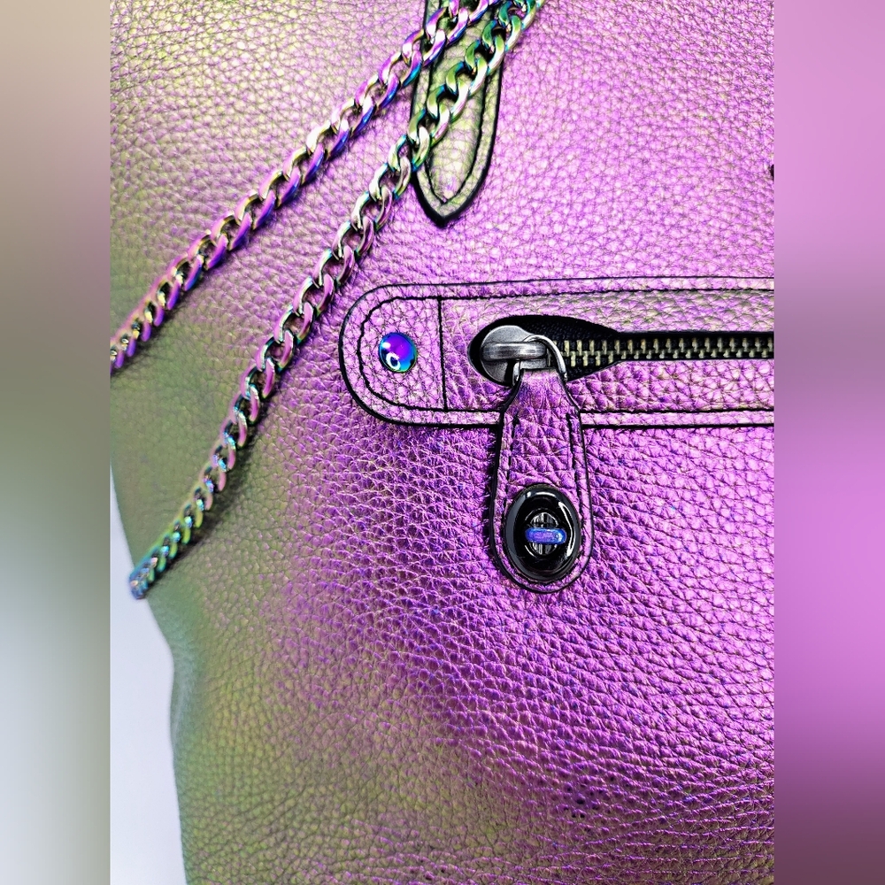 RARE! Bespoke Coach Hologram Oil Slick Taylor Tote & Wallet Set w/ Rexy Charm - Picture 6 of 17
